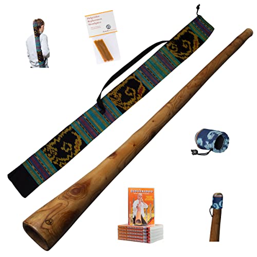 Australian Treasures - DIDGERIDOO: Mahagoni PRO Serie 147cm inklusive Tasche und Mundstückschutz, DVD, Bienenwachs von Australian Treasures