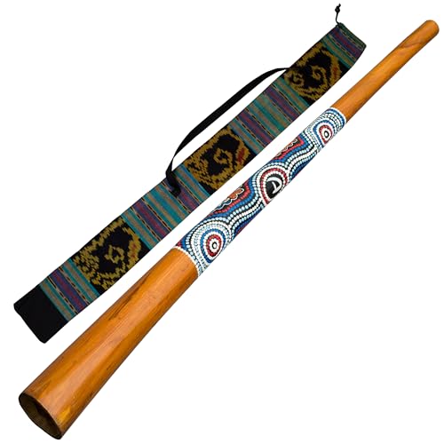Australian Treasures - HOLZ DIDGERIDOO -130cm - Didgeridootasche aus Nylon - Didgeridoo für Anfänger. KOSTENLOSER DIDGERIDOO-SCHLÜSSELANHÄNGER UND RABATTGUTSCHEIN FÜR DIDGERIDOO-UNTERRICHT INKLUSIVE von Australian Treasures