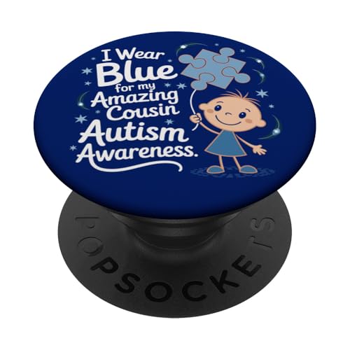 I Wear Blue For My Cousin Autism Awareness Cousin Autism PopSockets Klebender PopGrip I Wear Blue For My Cousin Autism Awareness Cousin Autism PopSockets Klebender PopGrip von Autism Awareness Support Squad Puzzle Apparel