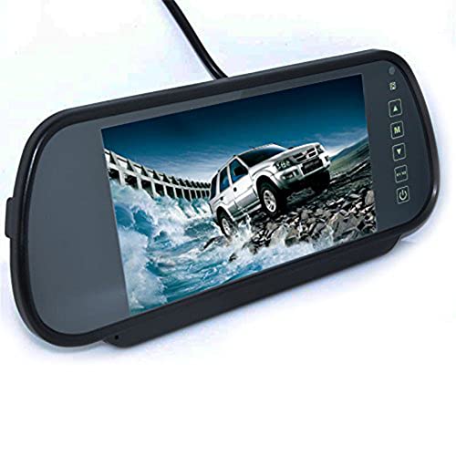 Auto Wayfeng WF® 7 "Auto Auto Monitor In-Spiegel LCD-Bildschirm 800x480, 12V / 24V Universal für LKW Spiegel Mount Clip 2 Cinch-Eingang für Backup-Kamera/Rückansicht/DVD/Media Player von Auto Wayfeng WF