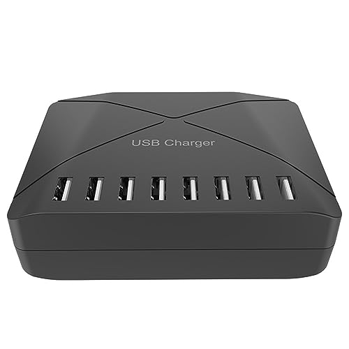 AutoSwan 1 Stück 40 W USB-Multiport-Ladegerät Schnellladegerät Hub 8-Port-Schnellladegerät Ladestation Desktop-Ladegerät EU-Stecker Schwarz von AutoSwan