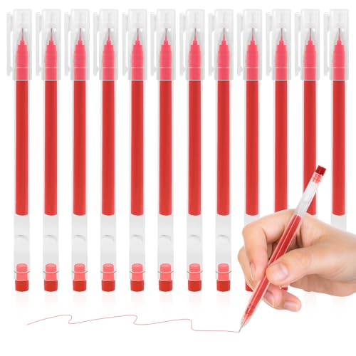 Autoau Tintenroller Stifte, 12 Stück Rot Gelstifte Gelschreiber 0,5mm Schnelltrocknende Gel Kugelschreiber Set für Journaling Schreiben Notieren Schule und Geschäft von Autoau