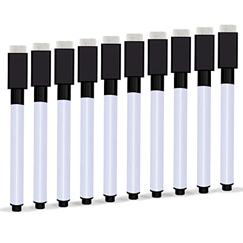 Autoau Whiteboard Marker 10 Stück, Folienstift Abwischbar mit Magnetisch Whiteboard Stifte Schwarz Dry Erase Marker für Whiteboards Memoboard Flipchart(11.3 * 1cm) von Autoau