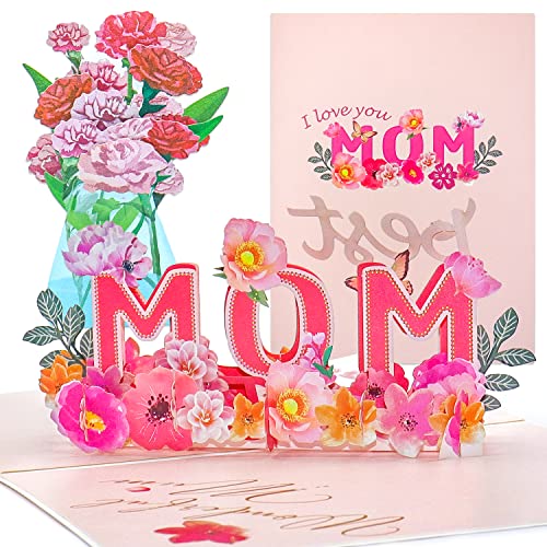Muttertag Geschenk 3D Geburtstagskarte Mama Sonderausgabe, Pop Up Karte Muttertag, Blumen Muttertagskarte mit Umschlag, Geburtstagsgeschenk für Mama von Autoau