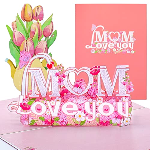 Muttertagskarte 3D Geburtstagskarte Mama Sonderausgabe, MOM Pop Up Karte mit Schönen Papier-Cut, Blumenstrauß Geburtstagskarten mit Umschlag, Muttertag Geschenk für Mutti(Tulpe) von Autoau