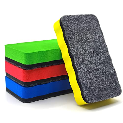 Whiteboard Schwamm 4 Stück Whiteboard Schwamm Magnetisch Trockener Radiergummi mit Dickem Filzpad Whiteboard-Eraser für Trockenreinigung auf vielen Oberflächen von Autoau