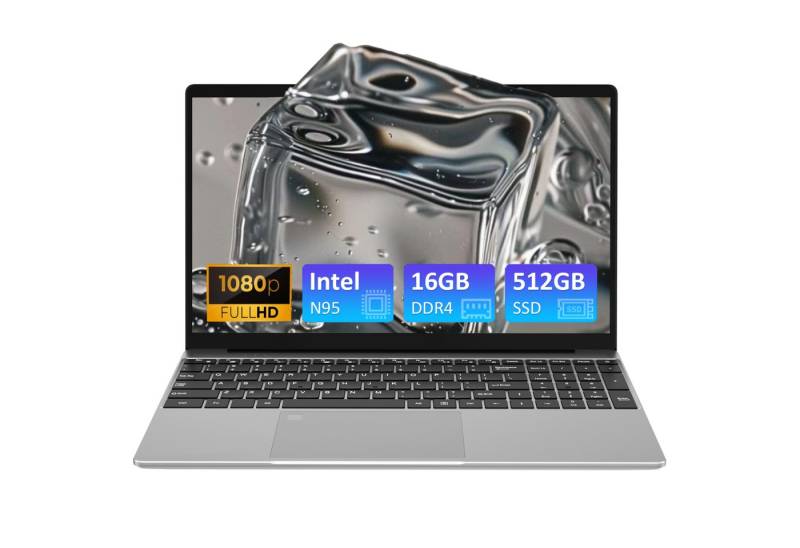 Auusda T152A Laptop, 15.6 Zoll, Intel N95, 16GB RAM, 512GB NVMe SSD Notebook (512 GB SSD, with Fingerprint Unlock, Cooling Fan, Webcam, Dual Speakers, Mini HDMI) von Auusda