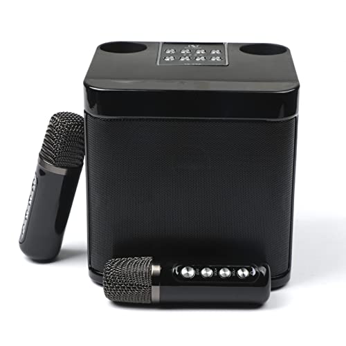 Auveach Karaoke-Lautsprecher mit 2 Karaoke-Mikrofonen, komplett kabellos, tragbar, kabellos, für Partys, Aktivitäten, Camping, unterstützt AUX USB/TF-Karte von Auveach