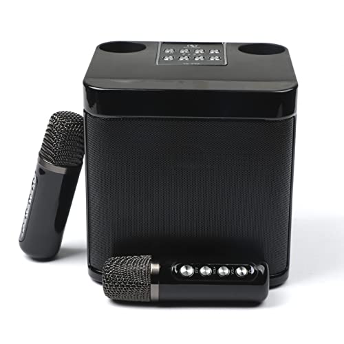 Auveach Karaoke-Lautsprecher mit 2 Mikrofonen, professionell, kabellos, tragbar, kabellos, für Partys, Aktivitäten und Camping, unterstützt AUX USB/TF-Karte von Auveach