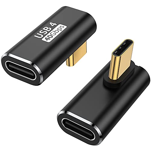AuviPal 90-Grad-Adapter (2 Stück), 40 Gbit/s USB C Stecker auf USB C Buchse, USB Typ C Extender für MacBook Pro, iMac, iPad Pro, Tablet, Handys und andere Typ-C-Geräte von AuviPal