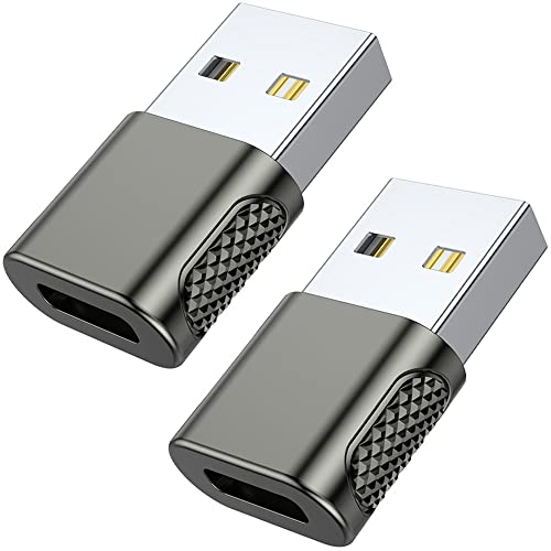 AuviPal Adapter USB C Buchse auf USB A Stecker, 2 Stück, USB A Ladegerät auf USB Typ C Kabel Konverter für Apple Watch iWatch Serie 7 SE, iPhone, AirPods, iPad, Samsung und mehr von AuviPal