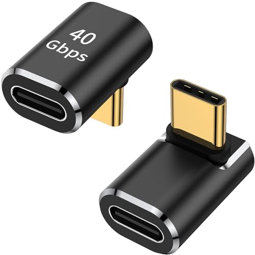 AuviPal USB C 90 Grad Adapter (2 Stück), USB C Stecker auf Buchse L Form rechtwinkliger Anschluss für Steam Deck, Switch, MacBook, Tablet, Telefon und mehr Typ C Geräte von AuviPal