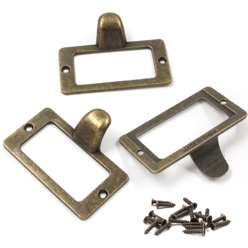 Auvotuis 10 Stück Etikettenhalter für Büro, Bibliothek, Akten, Schubladenanhänger, Metall, Vintage-Schrank, Etiketten, Karten, Zuggriffe mit Schrauben für Möbel (Bronze, 5,8 x 4,6 cm) von Auvotuis