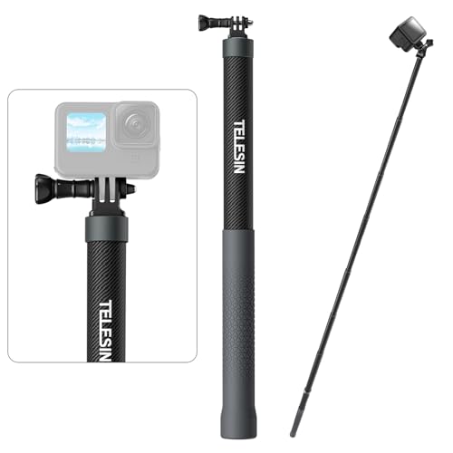 AuyKoo 3m Carbon Fiber Selfie Stick Monopod Pole Extendable Invisible für GoPro Insta360, Wasserdichtes Monopod für GoPro Hero 12 11 10 9 8,Insta360, DJI Action von AuyKoo