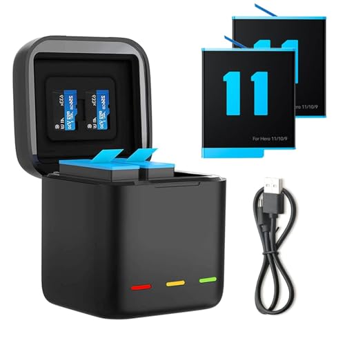 Dreifach-Ladegerät und Akku-Speicherbox mit Ladegerät mit 3 Kanälen mit 2 wiederaufladbaren Akkus, für Hero 12 Hero 11/10/9 Black (1 Ladegerät + 2 Akkus) Dreifach-Ladegerät und Akku-Speicherbox mit Ladegerät mit 3 Kanälen mit 2 wiederaufladbaren Akkus, für Hero 12 Hero 11/10/9 Black (1 Ladegerät + 2 Akkus) von AuyKoo