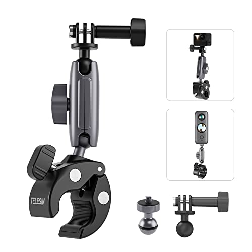 AuyKoo Motorrad Fahrrad Klemmleiste Kamerahalterung mit 360-Grad-Kugelhalterungsclip für Gopro Hero 13 12 11 10 9 8 7 6 5 Insta360 DJI und Andere Action-Kamera von AuyKoo