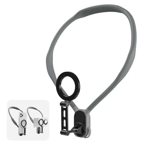 Max Magnetischer Hals Telefon Selfie Halter, Magnetische POV/Vlog Hals Handyhalterung Nacken-Telefonhalter Freihändiges Telefon Halshalter mit Brustgurt, für iPhone Android von AuyKoo