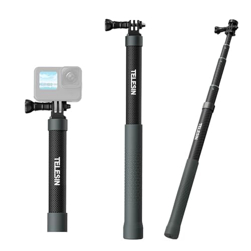 AuyKoo Selfie Stick Carbon Fiber Monopod Pole Extendable Invisible 120cm/47.2 inch für GoPro Insta360,Wasserdichtes Monopod für GoPro Hero 12 11 10 9 8, Insta360, One R X2 X3 Go 2, DJI Action von AuyKoo