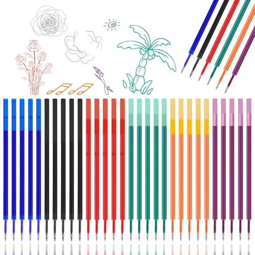 30 Stück Radierbare Ersatzminen Kompatibel mit Legami, Ersatzminen für Legami Stifte,[5 Blau,5 Schwarz,5 Rot,5 Türkis,5 Violette,5 Orange] Minen Nachfüllminen Radierbar Für Legami Tier-Stfite von Auzlya