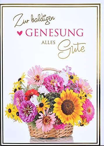 A4 XXL Genesungskarte Blumenkorb zur baldigen Genesung von AvanCarte GmbH