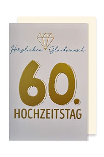 Diamant 60 Hochzeit Karte Grußkarte Silber Foliendruck Diamant 16x11cm von AvanCarte