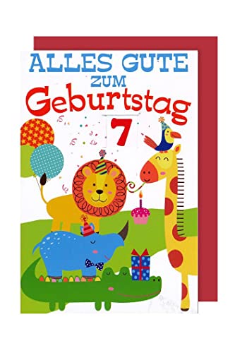 Drehzahl Kinder Karte 1 bis 7 Jahre Geburtstag Grußkarte Zoo 16x11cm von AvanCarte