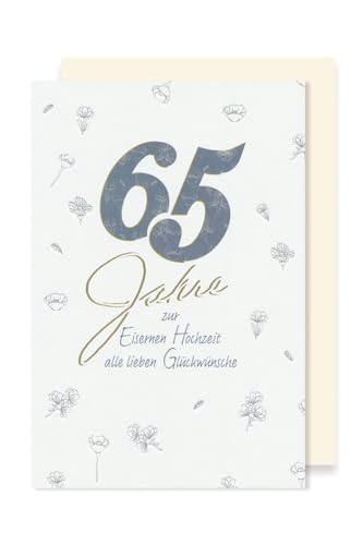 Eiserne Hochzeit 65 Hochzeitstag Karte Grußkarte Blüten 16x11cm von AvanCarte
