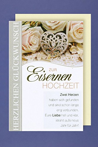 Eiserne Hochzeit 65. Hochzeitstag Grußkarte Zwei Herzen haben sich gefunden 16x11cm Eiserne Hochzeit 65. Hochzeitstag Grußkarte Zwei Herzen haben sich gefunden 16x11cm von AvanCarte