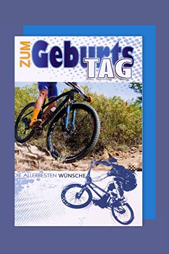 Fahrrad Hobby Sport Geburtstag Karte Grußkarte Mountainbike 16x11cm von AvanCarte