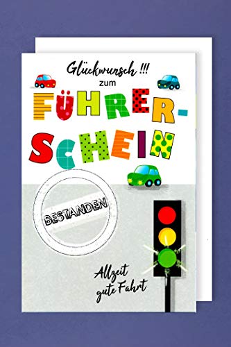 Führerschein Karte Grußkarte Prüfung Bestanden Ampel 16x11cm Führerschein Karte Grußkarte Prüfung Bestanden Ampel 16x11cm von AvanCarte