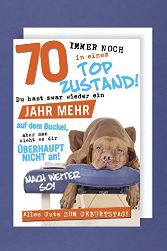 Geburtstag 70 Grußkarte AvanFun Tiermotive Relax Hund 16x11cm von AvanCarte