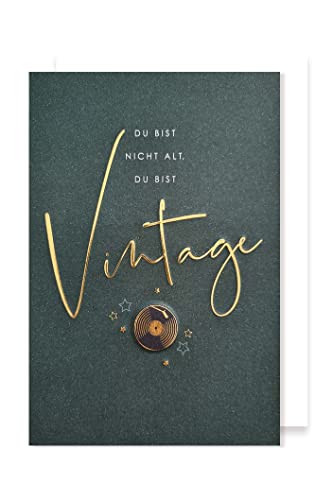 Geburtstag Grußkarte Goldprägedruck Plattenspieler Vintage Vinyl 16x11cm Geburtstag Grußkarte Goldprägedruck Plattenspieler Vintage Vinyl 16x11cm von AvanCarte