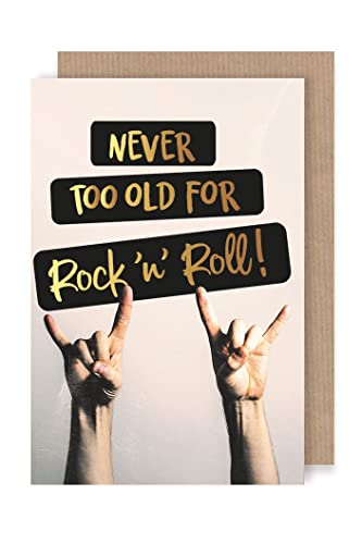 Geburtstag Humor Karte Grußkarte Rock´n´Roll Hände Never to old Party Goldschrift C6 von AvanCarte