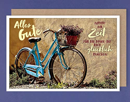 Geburtstag Karte Text Grußkarte Umweltfreundlich Fahrrad Glücklich 16x11cm von AvanCarte