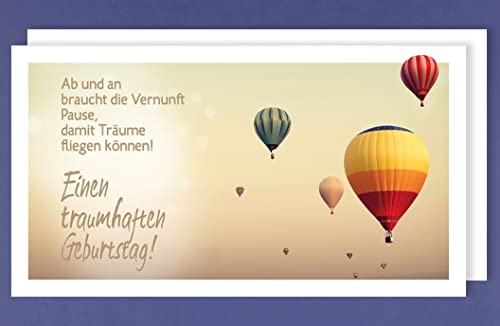 Geburtstag XL Karte Grußkarte Heißluftballons 22x11cm von AvanCarte