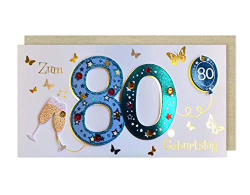 Grußkarte 80 Geburtstag Karte Applikationen AvanMore Sekt Luftballons 22x11cm Grußkarte 80 Geburtstag Karte Applikationen AvanMore Sekt Luftballons 22x11cm von AvanCarte