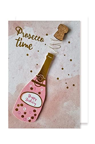 Grußkarte Geburtstag Karte Applikationen AvanHandcraft Prosecco Time 16x11cm von AvanCarte