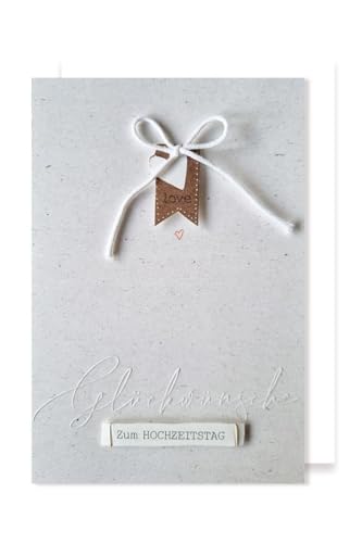 Hochzeitstag Karte Grußkarte Applikation Herz Schleife 16x11cm Hochzeitstag Karte Grußkarte Applikation Herz Schleife 16x11cm von AvanCarte