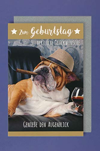 Männer Geburtstag Karte Grußkarte Humor Zigarre Wein 16x11cm von AvanCarte