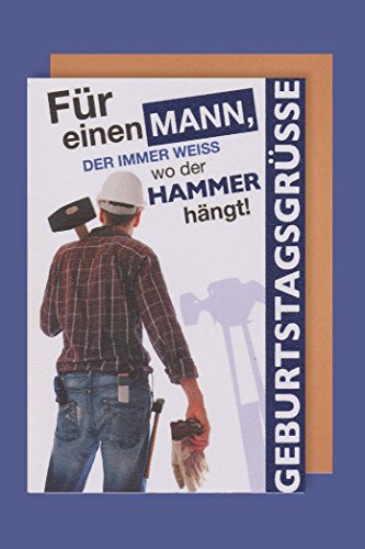 Männer Karte Geburtstag Heimwerker Hammer 16x11cm von AvanCarte