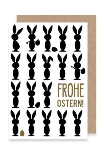 Ostern Karte Grußkarte Osterhasen Goldenes Ei 16x11cm von AvanCarte