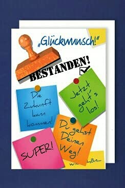 Prüfung Grußkarte Karte Bestanden Gratulation Glückwunsch 16x11cm Plus 4 Sticker von AvanCarte