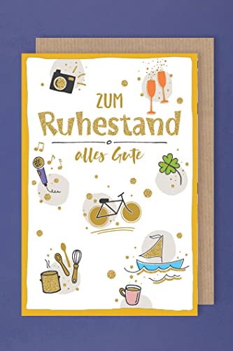 Ruhestand Karte Grußkarte Abschied Golddruck Freizeit 16x11cm von AvanCarte