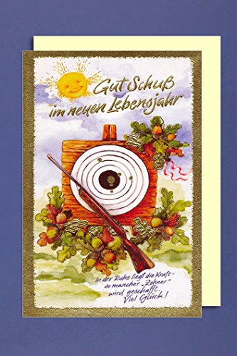 Schützenverein Geburtstag Karte Grußkarte Zielscheibe Foliendruck 16x11cm von AvanCarte
