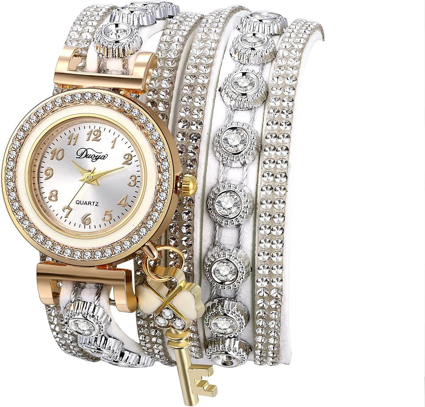 Avaner Hochwertiges Quarzwerk & stabiles Metallgehäuse gewährleisten präzise Watch, Analoge Damenuhr mit Herz-Anhänger und Volldiamanten von Avaner