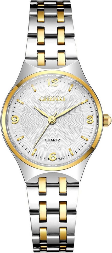 Avaner Zweifarbige Unisex Quarzuhr mit analogem Zifferblatt und Balkenskala Watch, Rundes Gehäuse Armbanduhr mit 20 mm breitem Armband aus Metall Avaner Zweifarbige Unisex Quarzuhr mit analogem Zifferblatt und Balkenskala Watch, Rundes Gehäuse Armbanduhr mit 20 mm breitem Armband aus Metall von Avaner