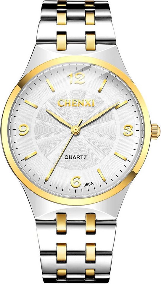 Avaner Zweifarbige Unisex Quarzuhr mit analogem Zifferblatt und Balkenskala Watch, Rundes Gehäuse Armbanduhr mit 20 mm breitem Armband aus Metall Avaner Zweifarbige Unisex Quarzuhr mit analogem Zifferblatt und Balkenskala Watch, Rundes Gehäuse Armbanduhr mit 20 mm breitem Armband aus Metall von Avaner