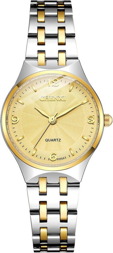 Avaner Zweifarbige Unisex Quarzuhr mit analogem Zifferblatt und Balkenskala Watch, Rundes Gehäuse Armbanduhr mit 20 mm breitem Armband aus Metall Avaner Zweifarbige Unisex Quarzuhr mit analogem Zifferblatt und Balkenskala Watch, Rundes Gehäuse Armbanduhr mit 20 mm breitem Armband aus Metall von Avaner