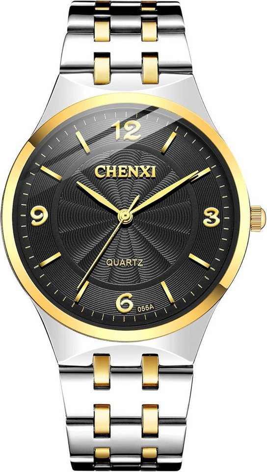Avaner Zweifarbige Unisex Quarzuhr mit analogem Zifferblatt und Balkenskala Watch, Rundes Gehäuse Armbanduhr mit 20 mm breitem Armband aus Metall Avaner Zweifarbige Unisex Quarzuhr mit analogem Zifferblatt und Balkenskala Watch, Rundes Gehäuse Armbanduhr mit 20 mm breitem Armband aus Metall von Avaner