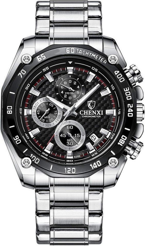 Avaner für Männer Multifunktions DREI Zeitzonenanzeige Watch, mit Edelstahl Analog Quarzwerk wasserdichte Business von Avaner